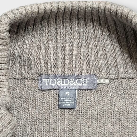 Toad&CO Mens Emmett 1/4 Zip Pullover Sweater Brown Organic Cotton Sz Small - Picture 6 of 12